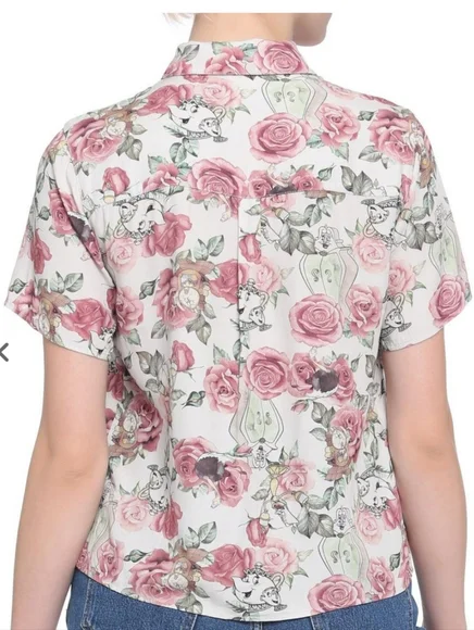 Her Universe Disney Beauty & The Beast Rose Woven Button-Up Sz 4X - Picture 2 of 6